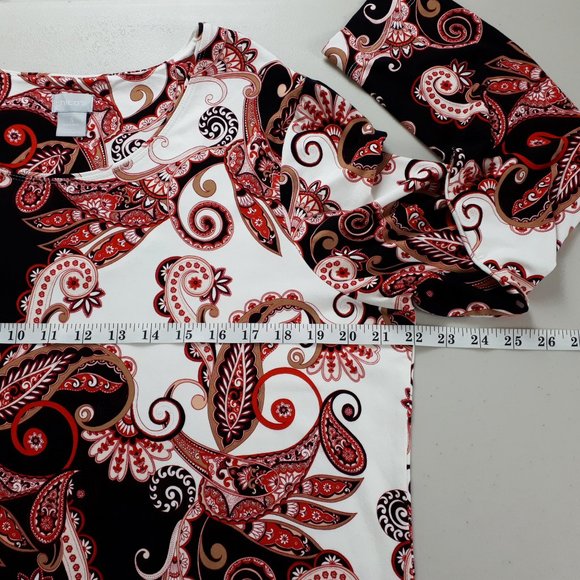 Chico’s Spicy Red Paisley Layering Tee - Picture 6 of 14